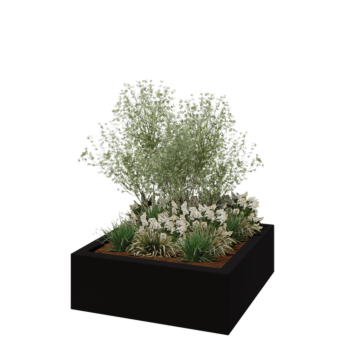 Kruka i polyester - Fyrkant - 120 x 120 x 40 cm - RAL9005 matt (svart) - Med botten