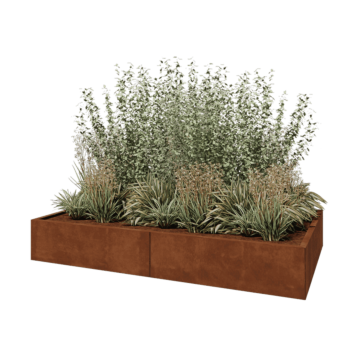 Kruka i cortenstål XXL - Rektangel - 200 x 120 x 30 cm - Utan bottenplatta