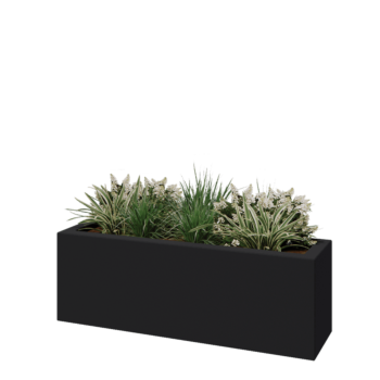 Kruka i polyester - Rektangel - 120 x 30 x 40 cm - RAL7021 matt (svartgrå) - Med botten