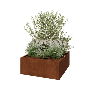 Kruka i cortenstål - Fyrkant - 100 x 100 x 40 cm - Utan bottenplatta