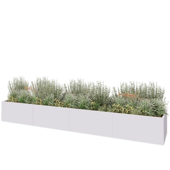 Kruka i stål XXL - Rektangel - 480 x 80 x 60 cm - RAL9010 matt (vit) - Utan bottenplatta