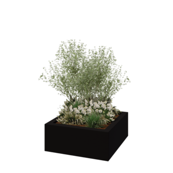 Kruka i polyester - Fyrkant - 100 x 100 x 40 cm - RAL9005 matt (svart) - Med botten