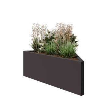 Kruka i stål - Triangel oliksidig - 112,2 x 60,5 x 40 cm - RAL7016 matt (antracitgrå) - Utan bottenplatta