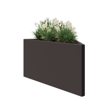 Kruka i stål - Triangel oliksidig - 112,2 x 60,5 x 60 cm - RAL7016 matt (antracitgrå) - Utan bottenplatta