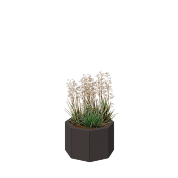 Kruka i stål - Åttakant - 48,3 x 48,3 x 30 cm - RAL7016 matt (antracitgrå) - Med bottenplatta