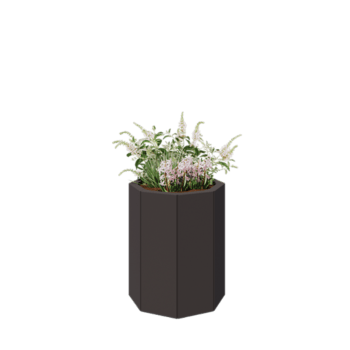 Kruka i stål - Åttakant - 48,3 x 48,3 x 60 cm - RAL7016 matt (antracitgrå) - Med bottenplatta