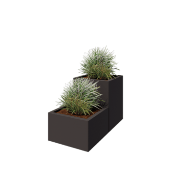 Kruka i stål - 2-delad Trappmodell - 100 x 50 x 60 cm - RAL7016 matt (antracitgrå) - Utan bottenplatta