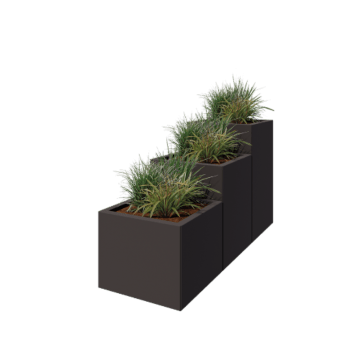 Kruka i stål - 3-delad Trappmodell - 150 x 50 x 80 cm - RAL7016 matt (antracitgrå) - Utan bottenplatta