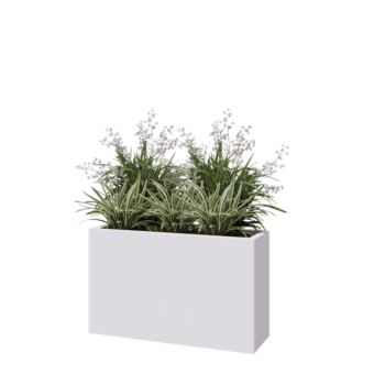 Kruka i stål - Rektangel - 100 x 30 x 60 cm - RAL9010 matt (vit) - Med bottenplatta