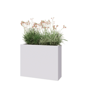 Kruka i stål - Rektangel - 100 x 30 x 80 cm - RAL9010 matt (vit) - Med bottenplatta