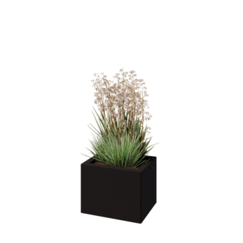 Kruka i stål - Rektangel - 40 x 30 x 30 cm - RAL9005 matt (svart) - Utan bottenplatta