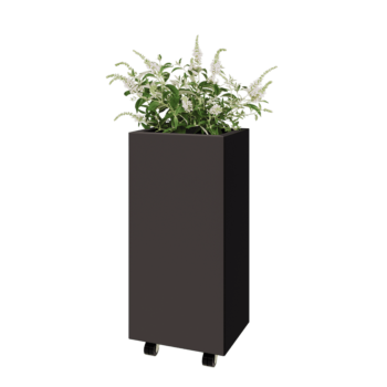 Kruka i stål - Rektangel - 40 x 30 x 80 cm - Annan RAL-färg - Med bottenplatta - Med hjul