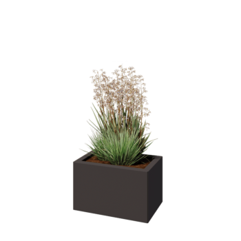 Kruka i stål - Rektangel - 50 x 30 x 30 cm - RAL7016 matt (antracitgrå) - Med bottenplatta