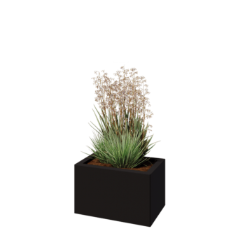 Kruka i stål - Rektangel - 50 x 30 x 30 cm - RAL9005 matt (svart) - Utan bottenplatta