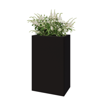 Kruka i stål - Rektangel - 50 x 30 x 80 cm - RAL9005 matt (svart) - Med bottenplatta