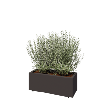 Kruka i stål - Rektangel - 80 x 30 x 30 cm - RAL7016 matt (antracitgrå) - Med bottenplatta - Med ben