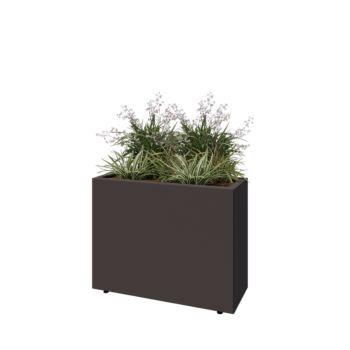 Kruka i stål - Rektangel - 80 x 30 x 60 cm - Annan RAL-färg - Med bottenplatta - Med ben