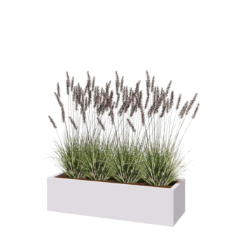 Kruka i stål - Rektangel - 120 x 40 x 30 cm - RAL9010 matt (vit) - Med bottenplatta