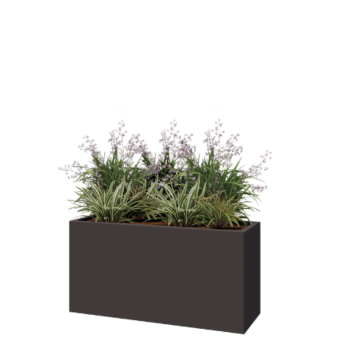 Kruka i stål - Rektangel - 120 x 40 x 60 cm - RAL7016 matt (antracitgrå) - Utan bottenplatta