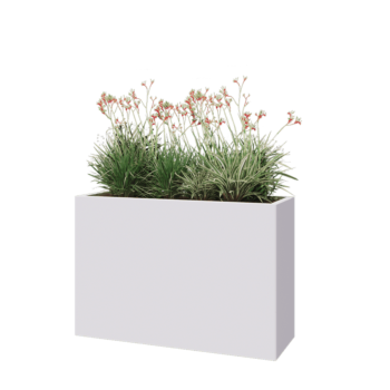 Kruka i stål - Rektangel - 120 x 40 x 80 cm - RAL9010 matt (vit) - Med bottenplatta