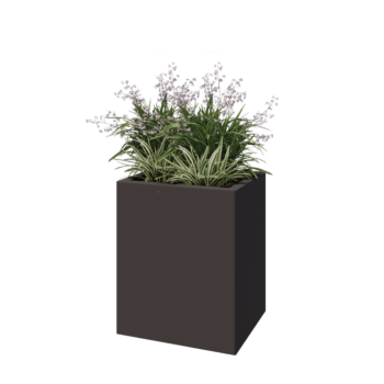 Kruka i stål - Rektangel - 50 x 40 x 60 cm - Annan RAL-färg - Med bottenplatta