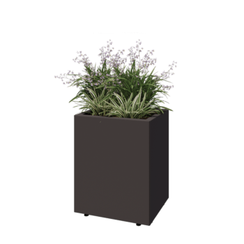 Kruka i stål - Rektangel - 50 x 40 x 60 cm - Annan RAL-färg - Med bottenplatta - Med ben