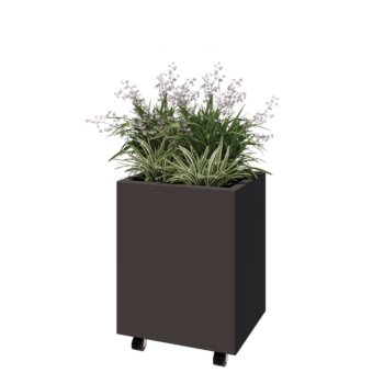 Kruka i stål - Rektangel - 50 x 40 x 60 cm - Annan RAL-färg - Med bottenplatta - Med hjul