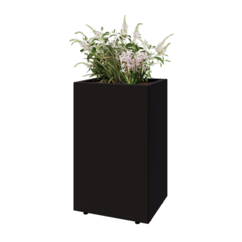 Kruka i stål - Rektangel - 50 x 40 x 80 cm - RAL9005 matt (svart) - Med bottenplatta - Med ben