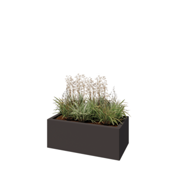 Kruka i stål - Rektangel - 80 x 40 x 30 cm - Annan RAL-färg - Med bottenplatta