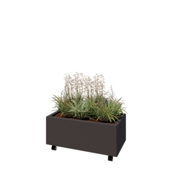 Kruka i stål - Rektangel - 80 x 40 x 30 cm - Annan RAL-färg - Med bottenplatta - Med hjul