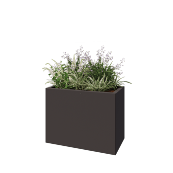 Kruka i stål - Rektangel - 80 x 40 x 60 cm - Annan RAL-färg - Med bottenplatta