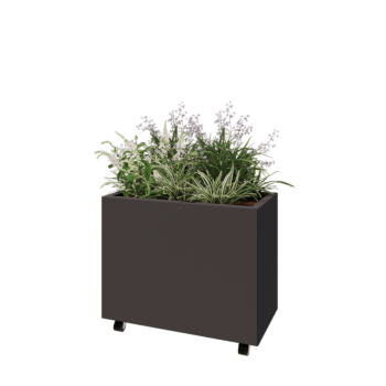 Kruka i stål - Rektangel - 80 x 40 x 60 cm - Annan RAL-färg - Med bottenplatta - Med hjul