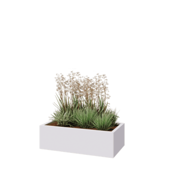 Kruka i stål - Rektangel - 100 x 50 x 30 cm - RAL9010 matt (vit) - Utan bottenplatta