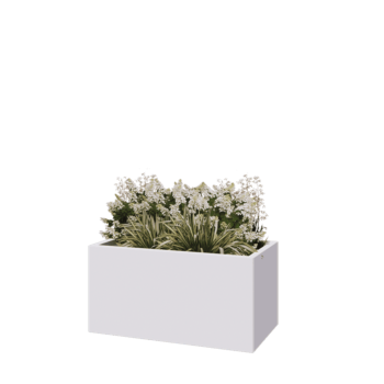 Kruka i stål - Rektangel - 100 x 50 x 50 cm - RAL9010 matt (vit) - Utan bottenplatta