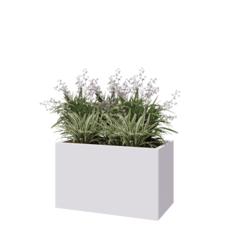 Kruka i stål - Rektangel - 100 x 50 x 60 cm - RAL9010 matt (vit) - Utan bottenplatta