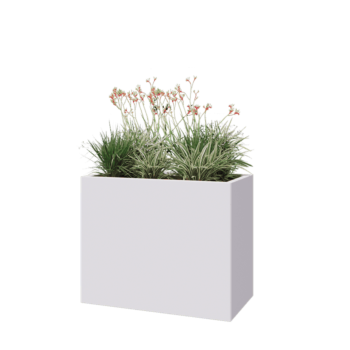 Kruka i stål - Rektangel - 100 x 50 x 80 cm - RAL9010 matt (vit) - Utan bottenplatta