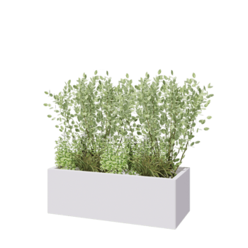 Kruka i stål - Rektangel - 120 x 50 x 40 cm - RAL9010 matt (vit) - Med bottenplatta