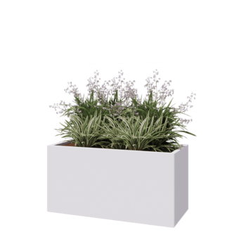 Kruka i stål - Rektangel - 120 x 50 x 60 cm - RAL9010 matt (vit) - Med bottenplatta