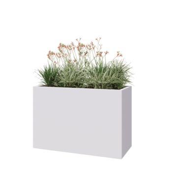 Kruka i stål - Rektangel - 120 x 50 x 80 cm - RAL9010 matt (vit) - Utan bottenplatta