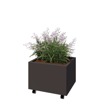 Kruka i stål - Rektangel - 60 x 50 x 40 cm - Annan RAL-färg - Med bottenplatta - Med hjul