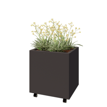 Kruka i stål - Rektangel - 60 x 50 x 60 cm - Annan RAL-färg - Med bottenplatta - Med hjul