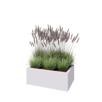 Kruka i stål - Rektangel - 80 x 50 x 30 cm - RAL9010 matt (vit) - Utan bottenplatta