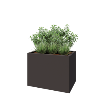 Kruka i stål - Rektangel - 80 x 50 x 60 cm - Annan RAL-färg - Med bottenplatta