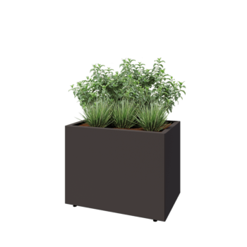 Kruka i stål - Rektangel - 80 x 50 x 60 cm - Annan RAL-färg - Med bottenplatta - Med ben