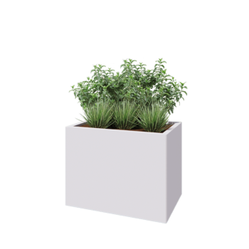 Kruka i stål - Rektangel - 80 x 50 x 60 cm - RAL9010 matt (vit) - Utan bottenplatta