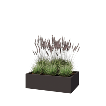 Kruka i stål - Rektangel - 100 x 60 x 30 cm - Annan RAL-färg - Med bottenplatta