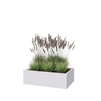 Kruka i stål - Rektangel - 100 x 60 x 30 cm - RAL9010 matt (vit) - Utan bottenplatta