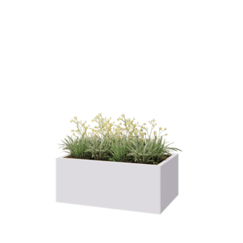 Kruka i stål - Rektangel - 100 x 60 x 40 cm - RAL9010 matt (vit) - Utan bottenplatta