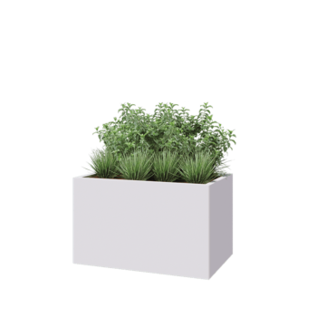 Kruka i stål - Rektangel - 100 x 60 x 60 cm - RAL9010 matt (vit) - Med bottenplatta