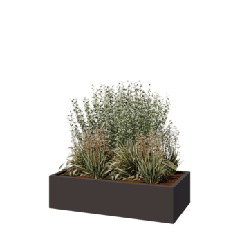 Kruka i stål - Rektangel - 120 x 60 x 30 cm - Annan RAL-färg - Med bottenplatta